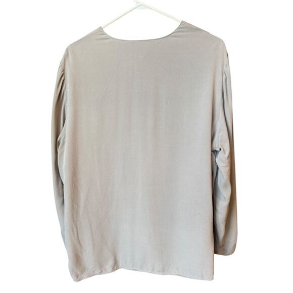 Talbots Pure Silk Reversable grey silver one button close top-jacket size large - Picture 9 of 13